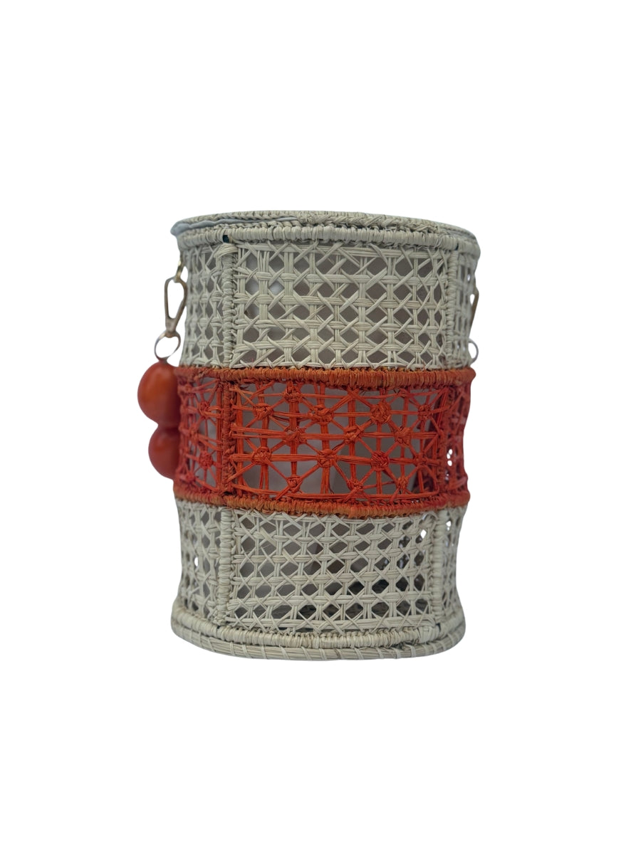 Tropical Sunrise Rattan Bucket Bag