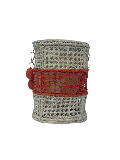 Tropical Sunrise Rattan Bucket Bag