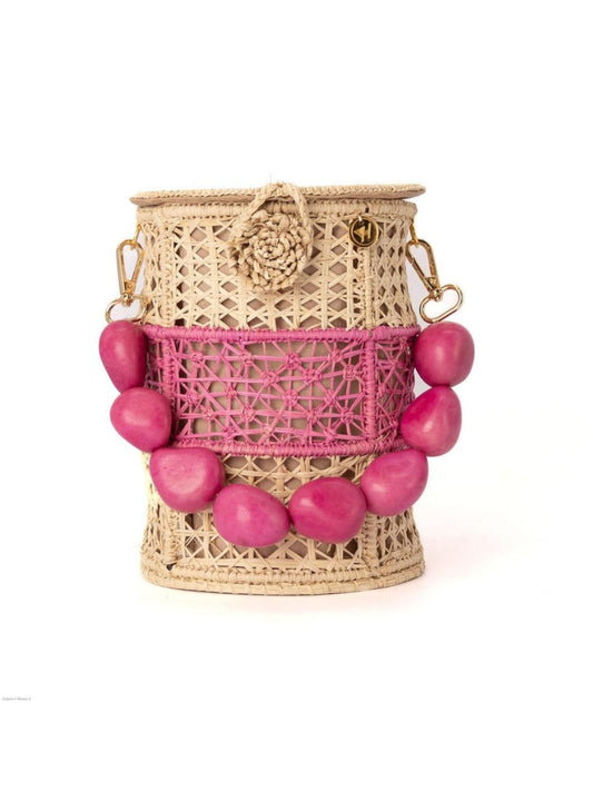 Tropical Sunrise Rattan Bucket Bag