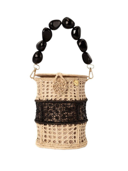 Tropical Sunrise Rattan Bucket Bag
