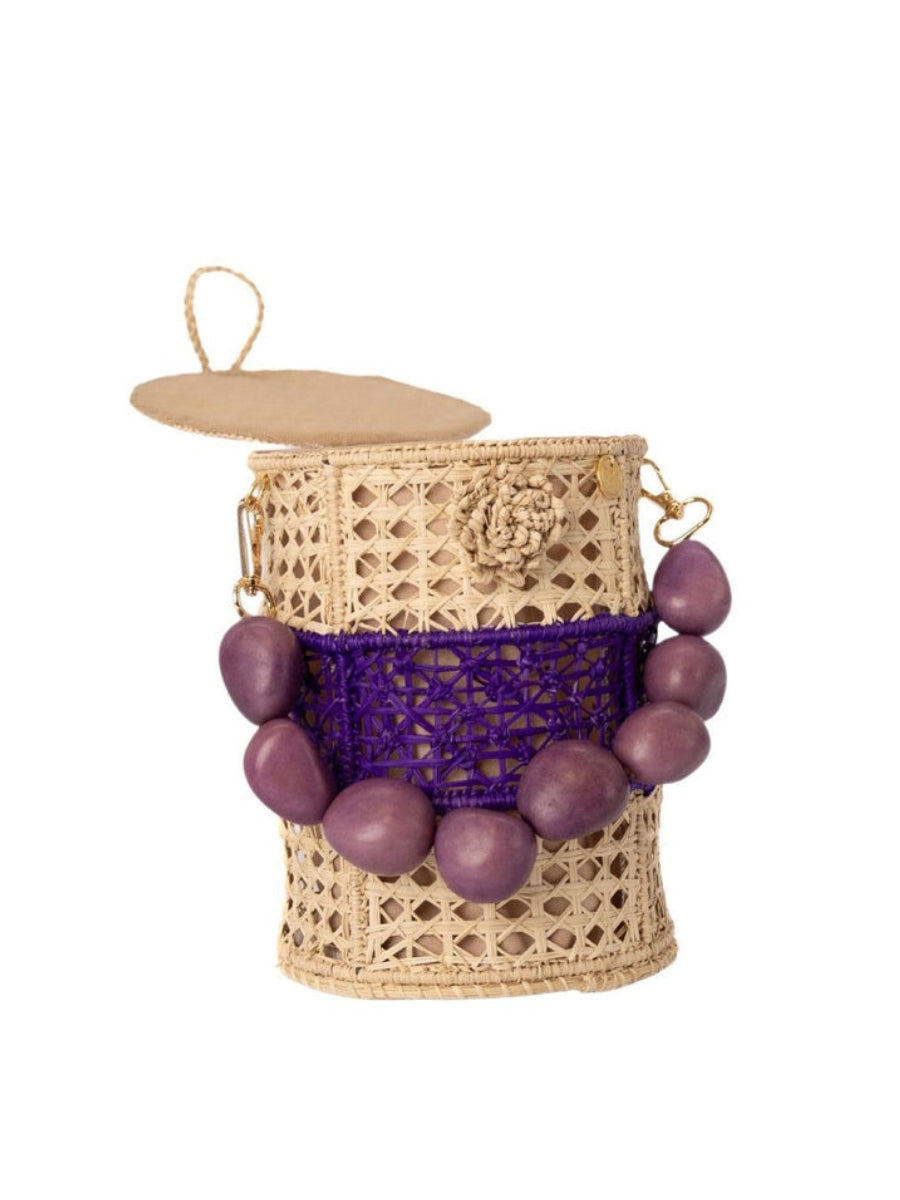 Tropical Sunrise Rattan Bucket Bag