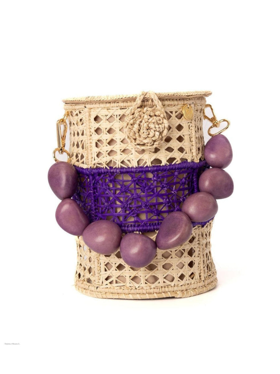 Tropical Sunrise Rattan Bucket Bag