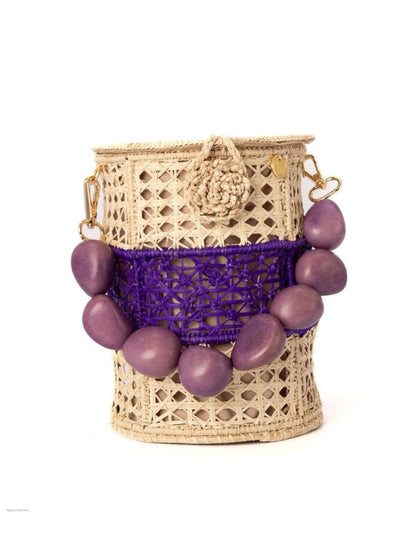 Tropical Sunrise Rattan Bucket Bag