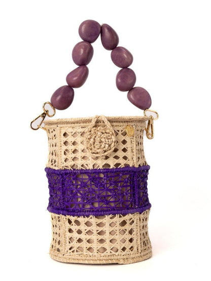 Tropical Sunrise Rattan Bucket Bag
