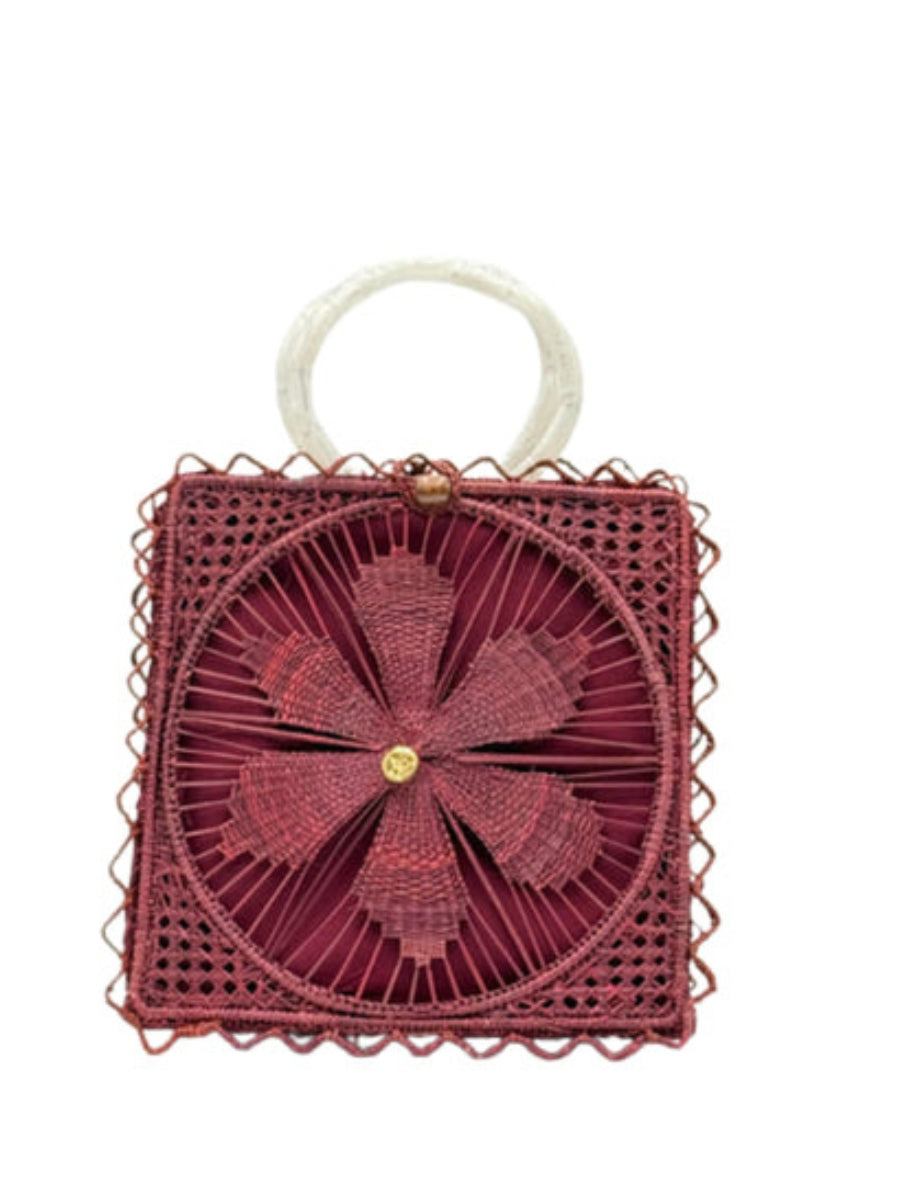 Artisan-made woven rattan handbag