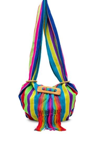 Boho bag featuring detailed cotton thread pattern