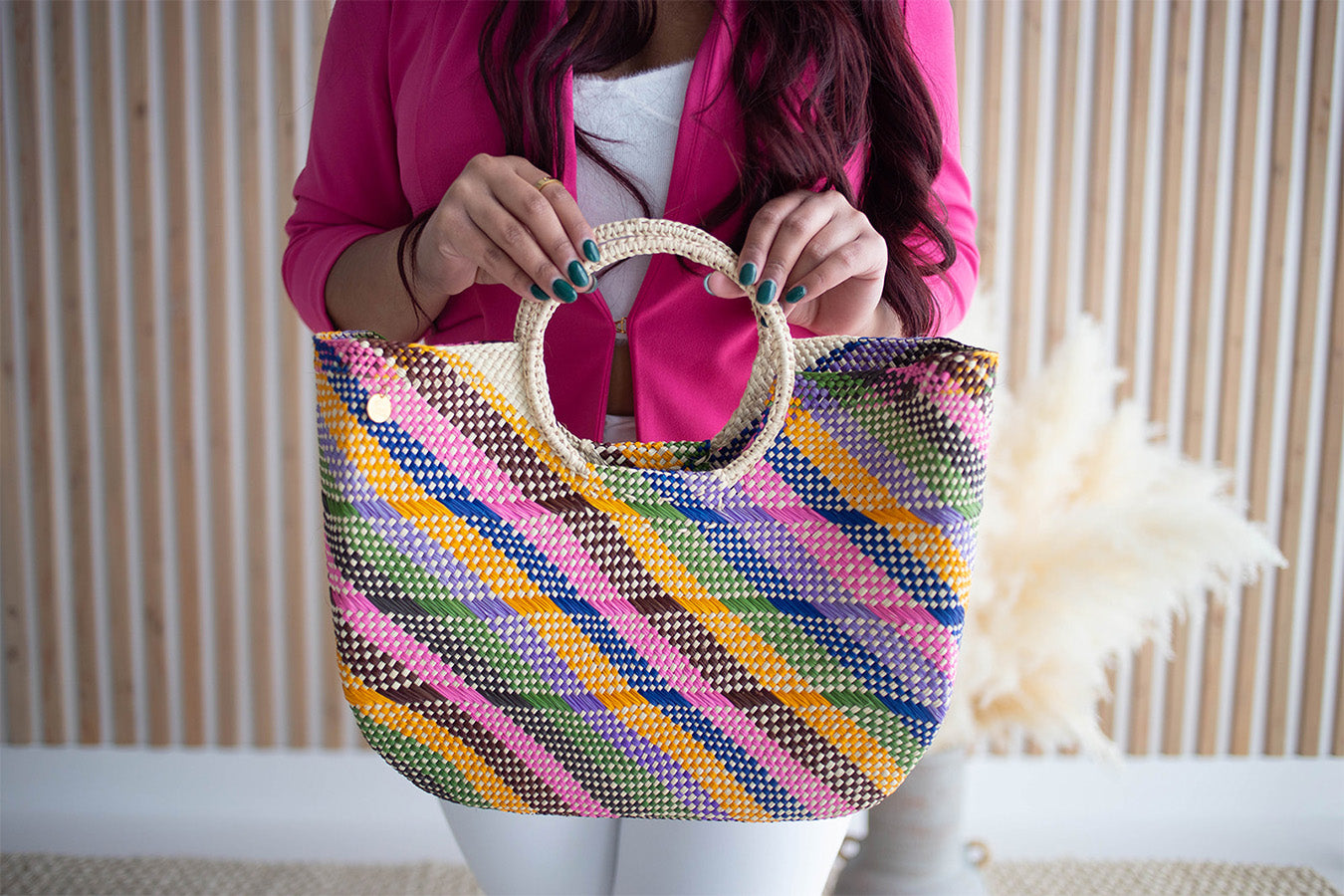 Rainbow discount straw bag